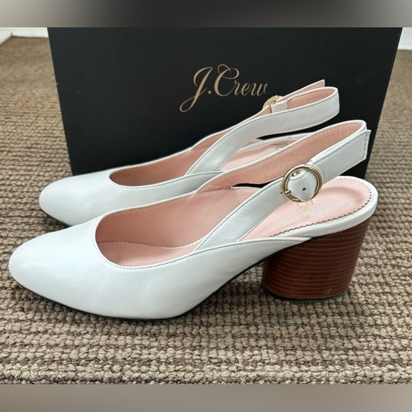 J Crew women’s sling back mid heel pump shoes off white - sz 6.5 - Picture 3 of 7